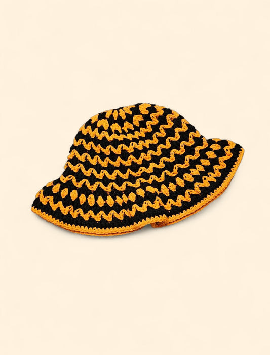 Halloween Stripes Wavy Brim Bucket Hat